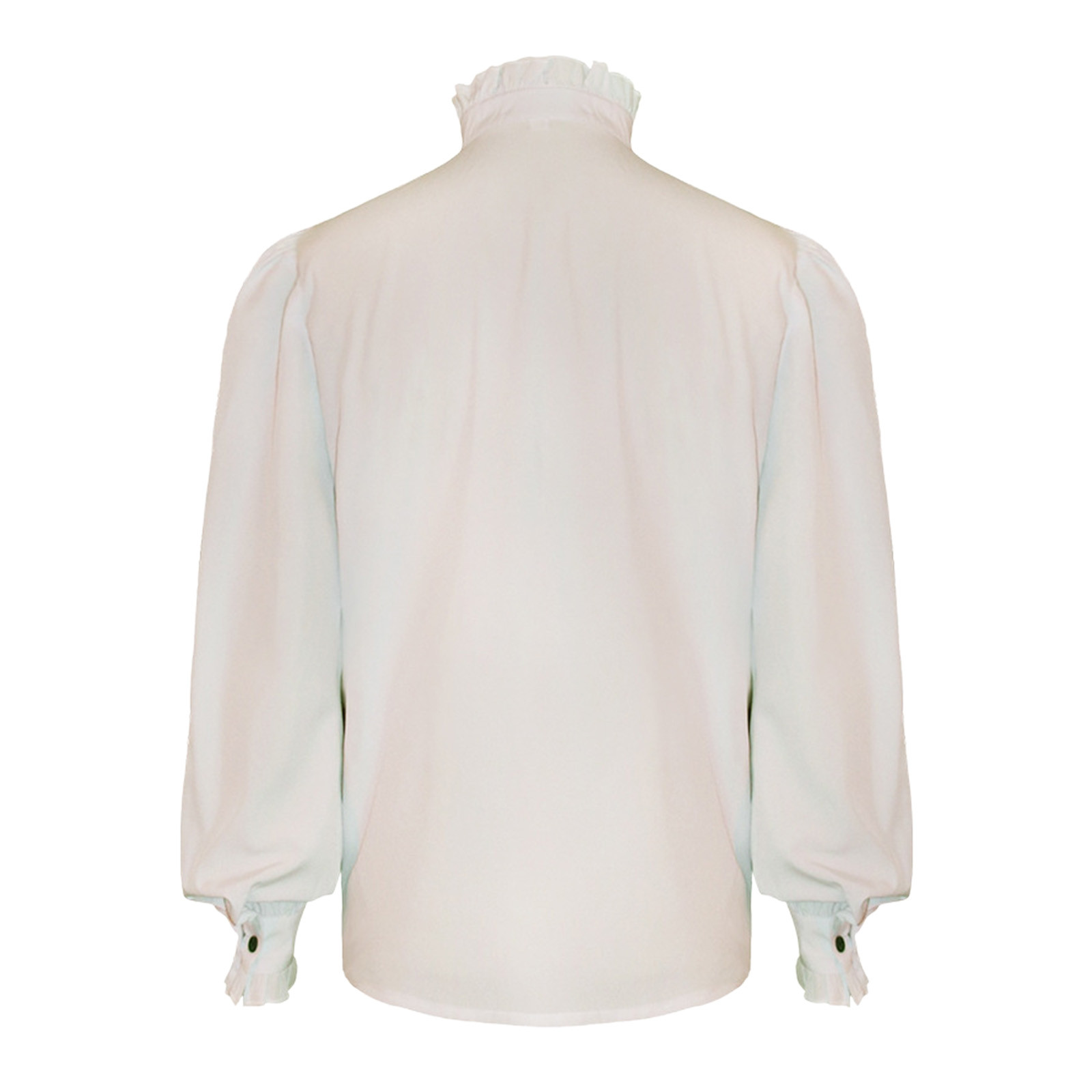 thumbnail image 4 of Camisa gótica de hombre con cuello alto y mangas abullonadas, ribete de encaje, poliéster, para todas las estaciones, elegante para fiestas/vacaciones., 4 of 7